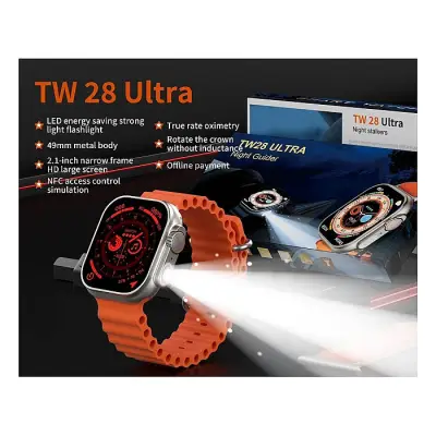 TW8 Ultra Smart Watch with Night Stalkers Strong Flashlight